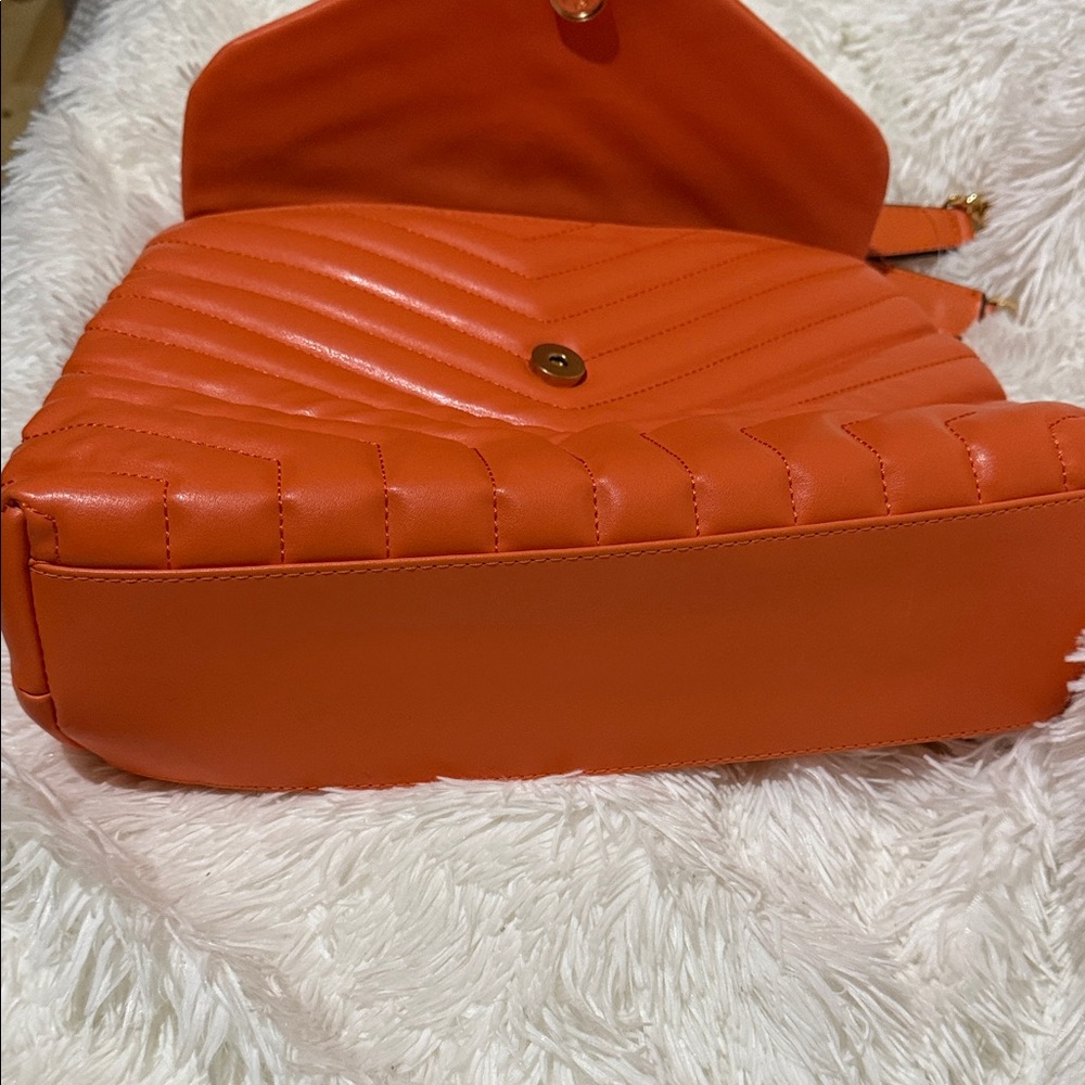 Saint Laurent Orange Quilted Shoulder Bag with Gold Hardware - Picture 3 of 7